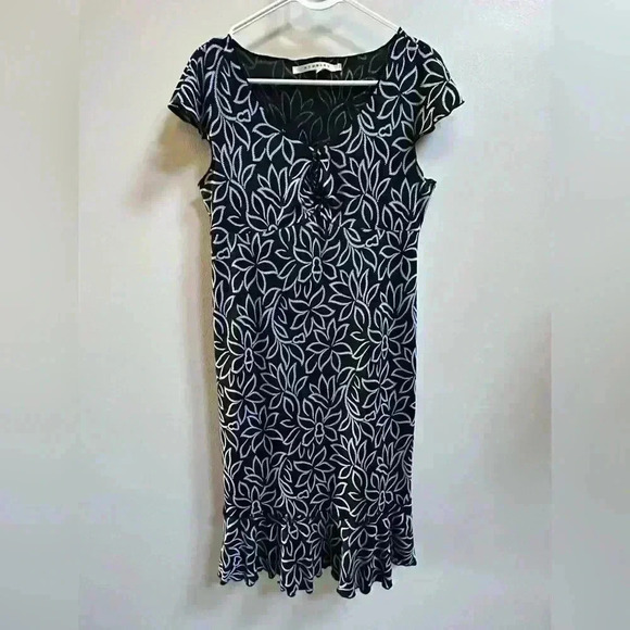 Studio M Dresses & Skirts - GVC | Vintage Y2K Black StudioM Midi Dress w/ Blue Flowers | Size Medium